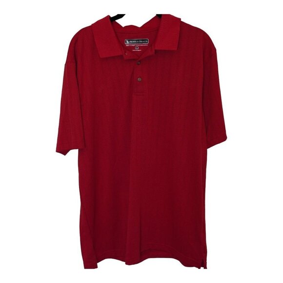 EUC Pebble Beach Dry Luxe Performance Golf Polo Red Geometric‎ Design Sz L - Picture 1 of 7
